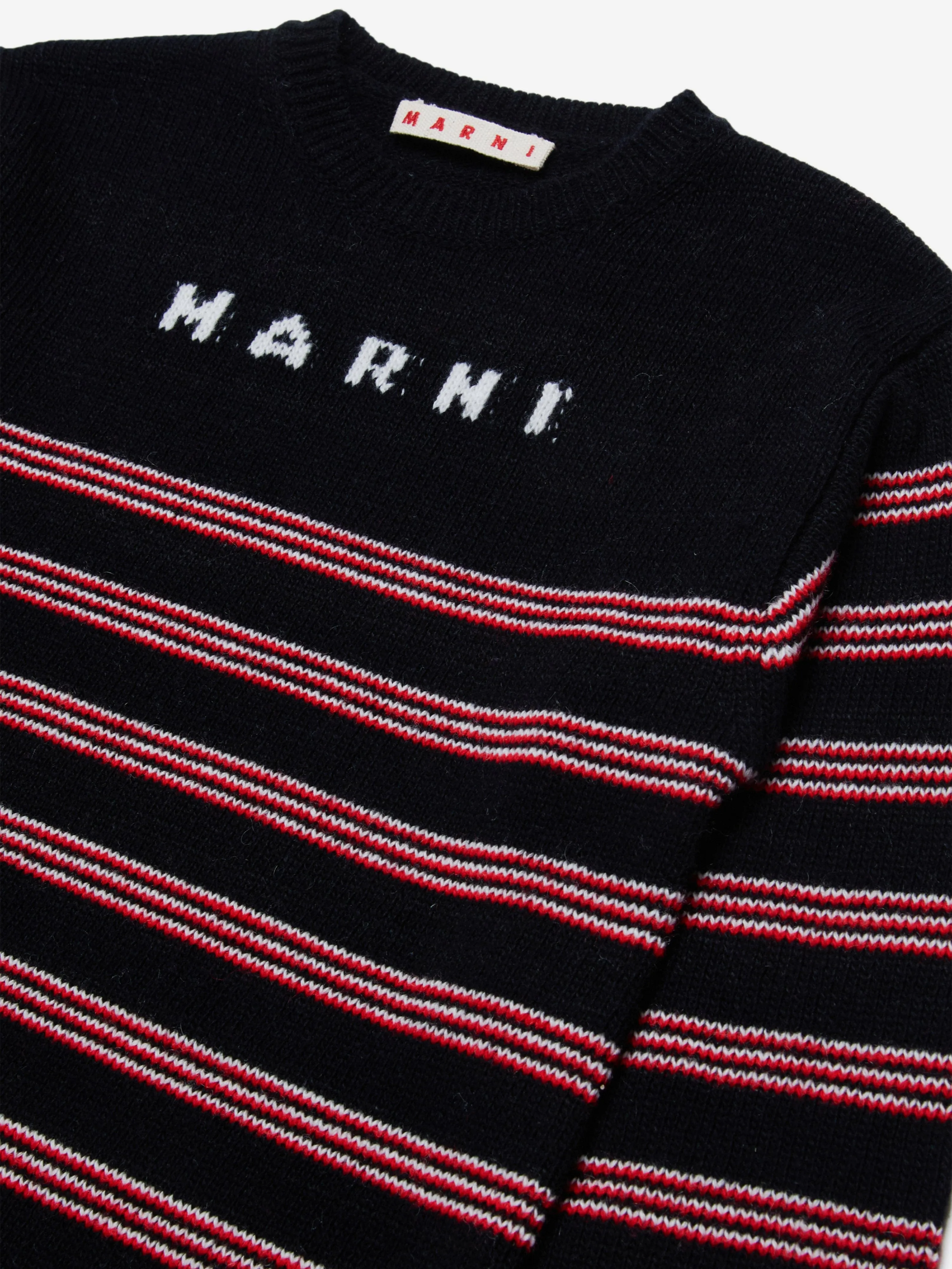 Robe rayée tricotée MARNI pour filles en noir
