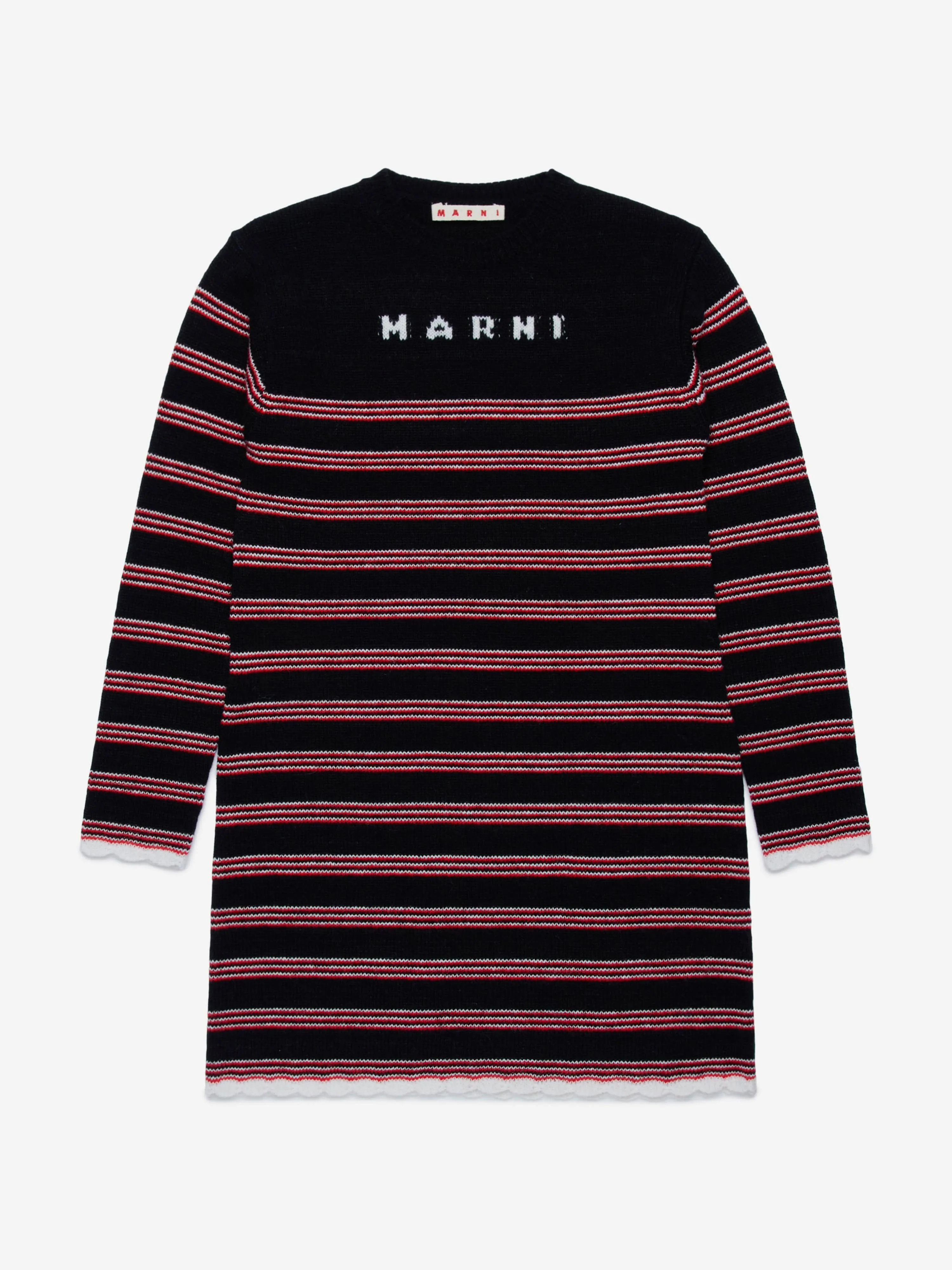 Robe rayée tricotée MARNI pour filles en noir