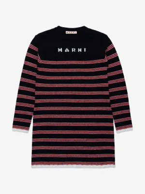 Robe rayée tricotée MARNI pour filles en noir