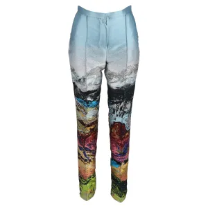 Pantalon en satin multicolore à imprimé brodé Mary Katrantzou