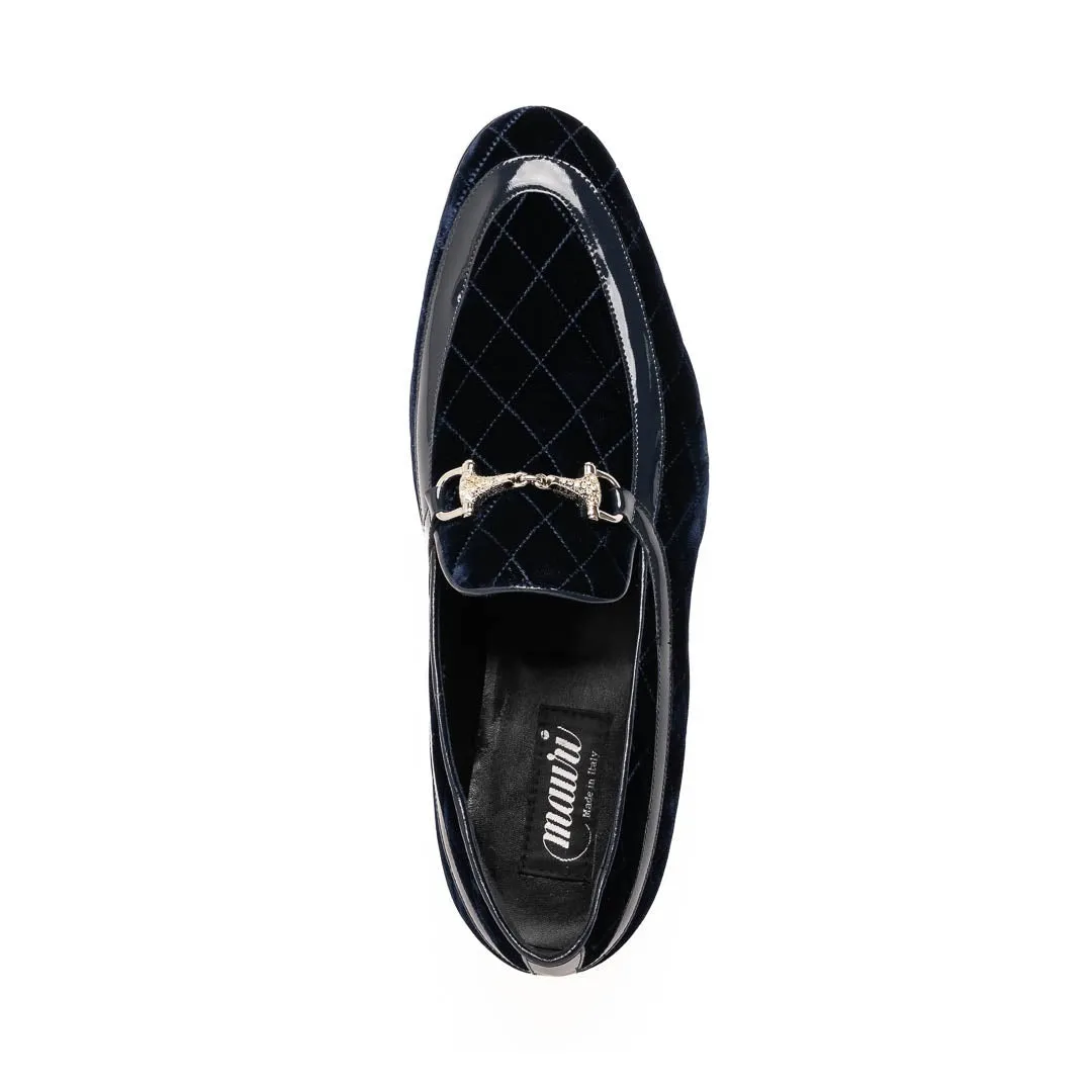 Mauri Shoes Mauri Allure en Cognac Mocassins à bride métallique pour homme en velours matelassé et cuir verni