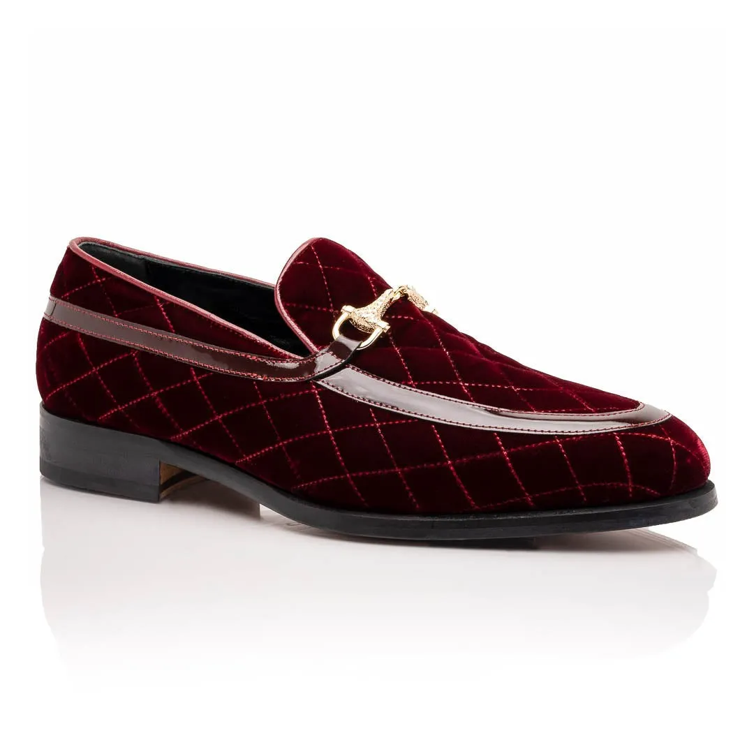 Mauri Shoes Mauri Allure en Cognac Mocassins à bride métallique pour homme en velours matelassé et cuir verni