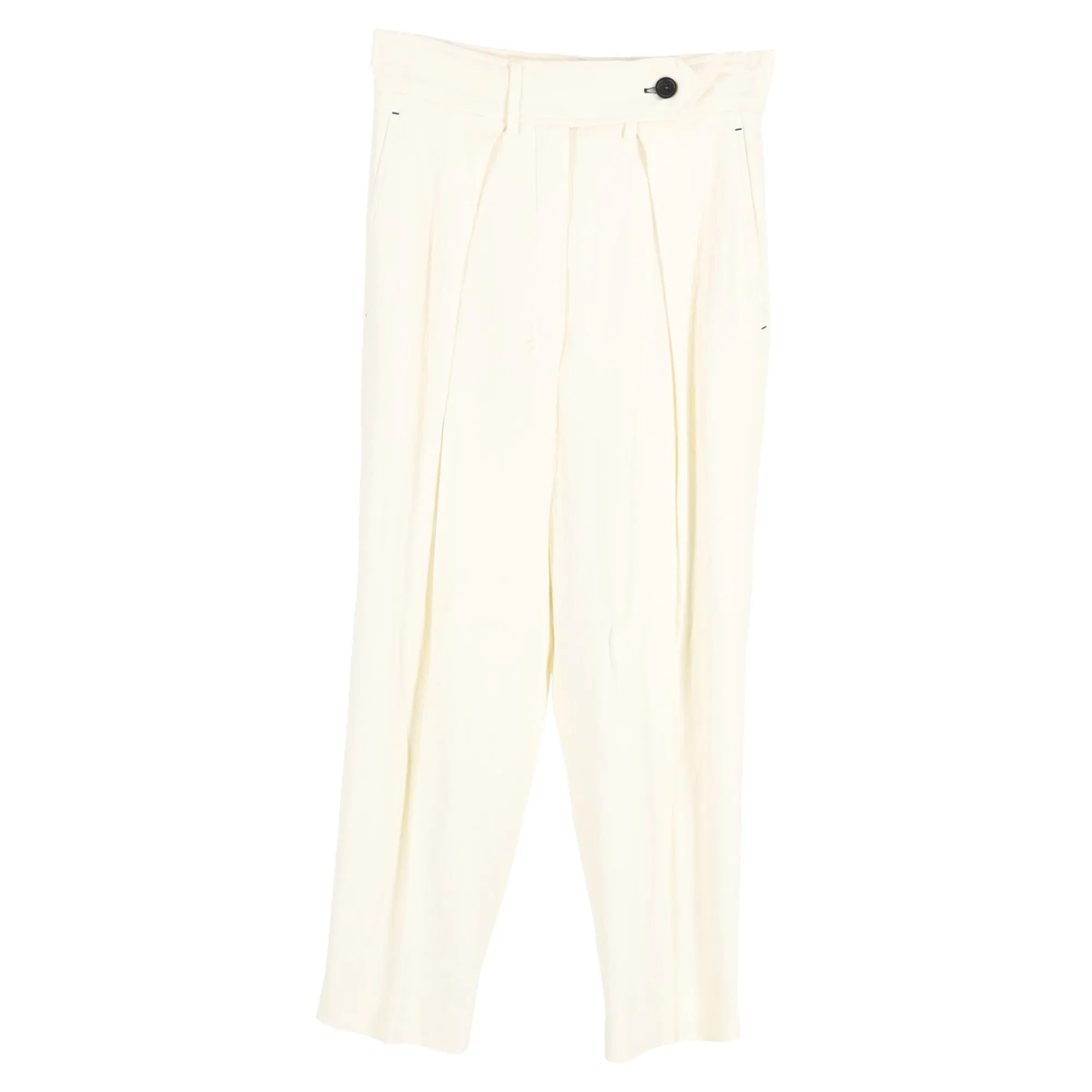 Max Mara Sportmax Pantalon droit plissé en acétate crème