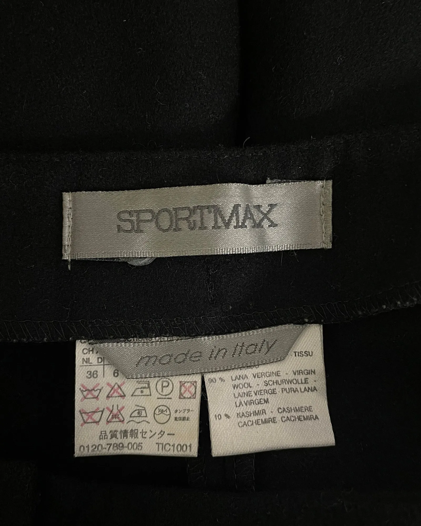 Pantalon droit Sportmax Max Mara en laine vierge noire
