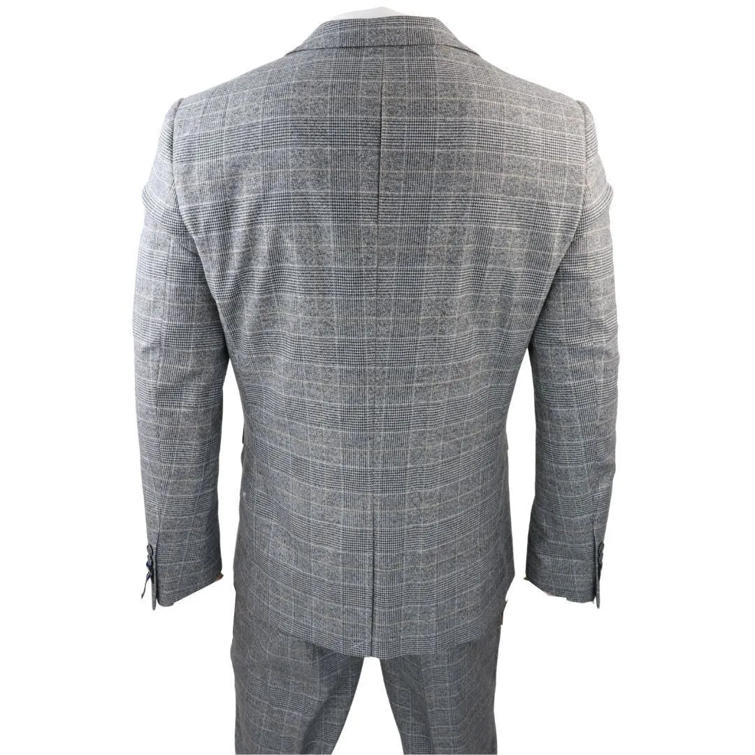 Costume 3 pièces Prince de Galles à carreaux gris pour homme