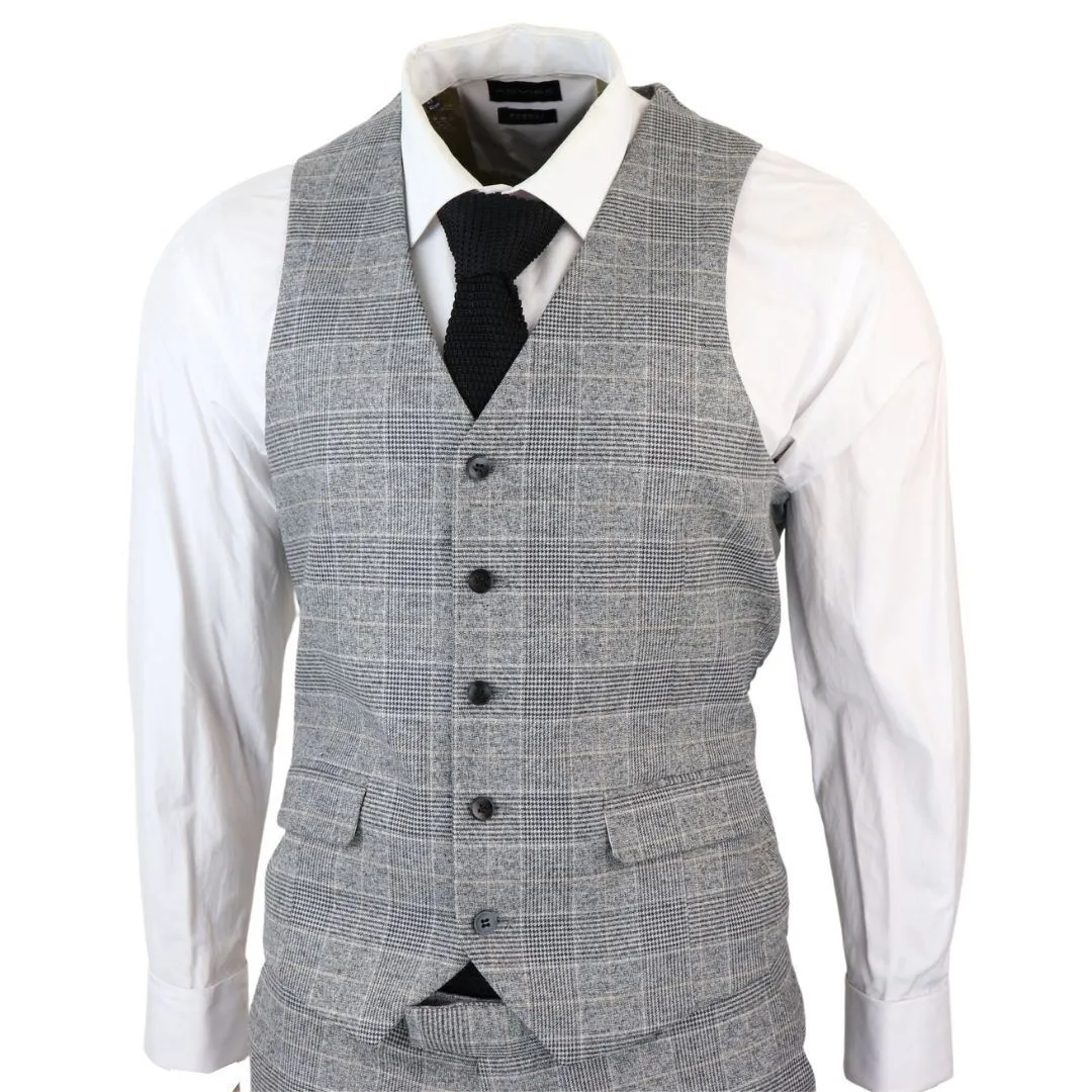 Costume 3 pièces Prince de Galles à carreaux gris pour homme