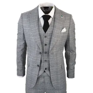 Costume 3 pièces Prince de Galles à carreaux gris pour homme