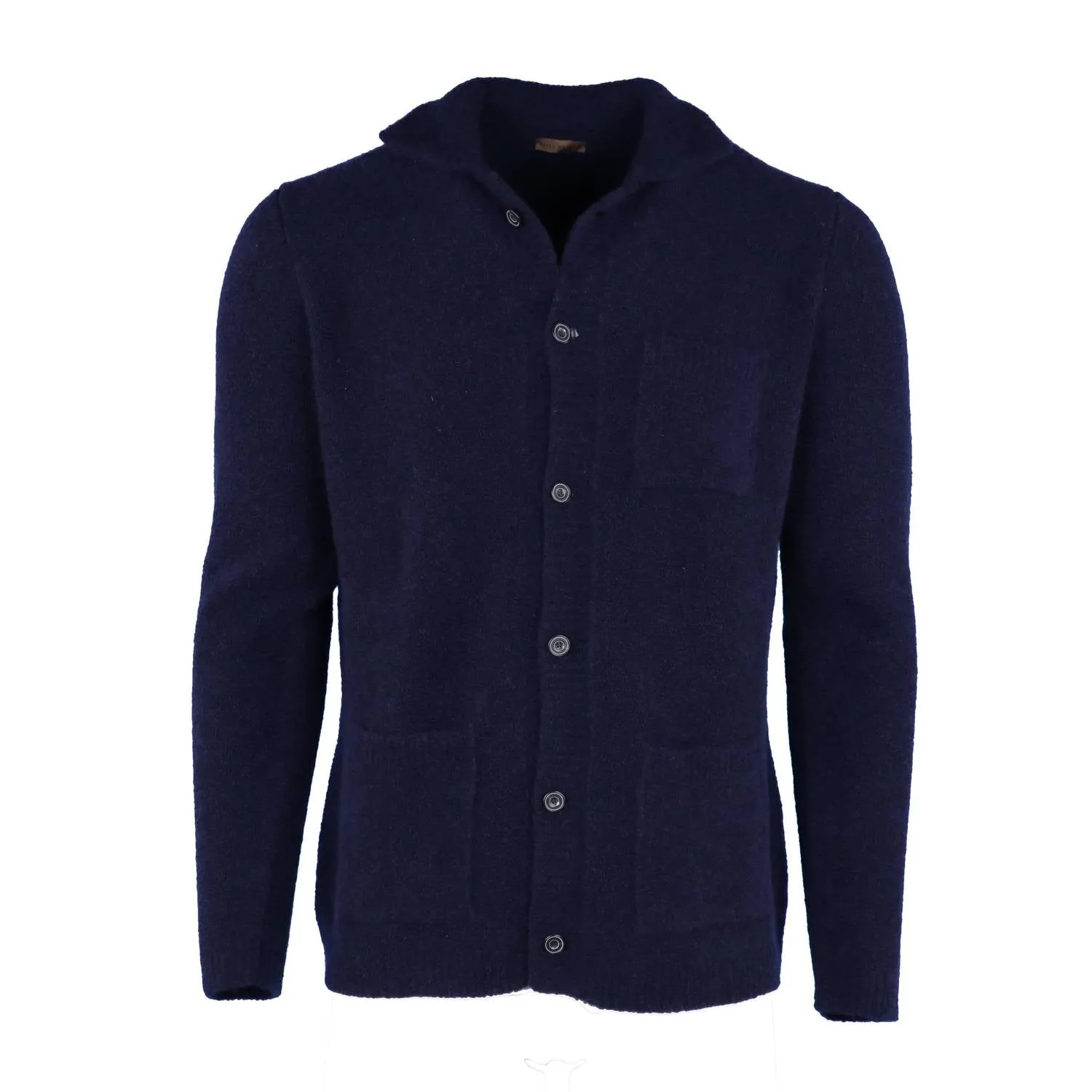 Cardigan-Blazer en Bouclé Cachemire et Soie Mykonos pour Homme en Bleu Marine Foncé