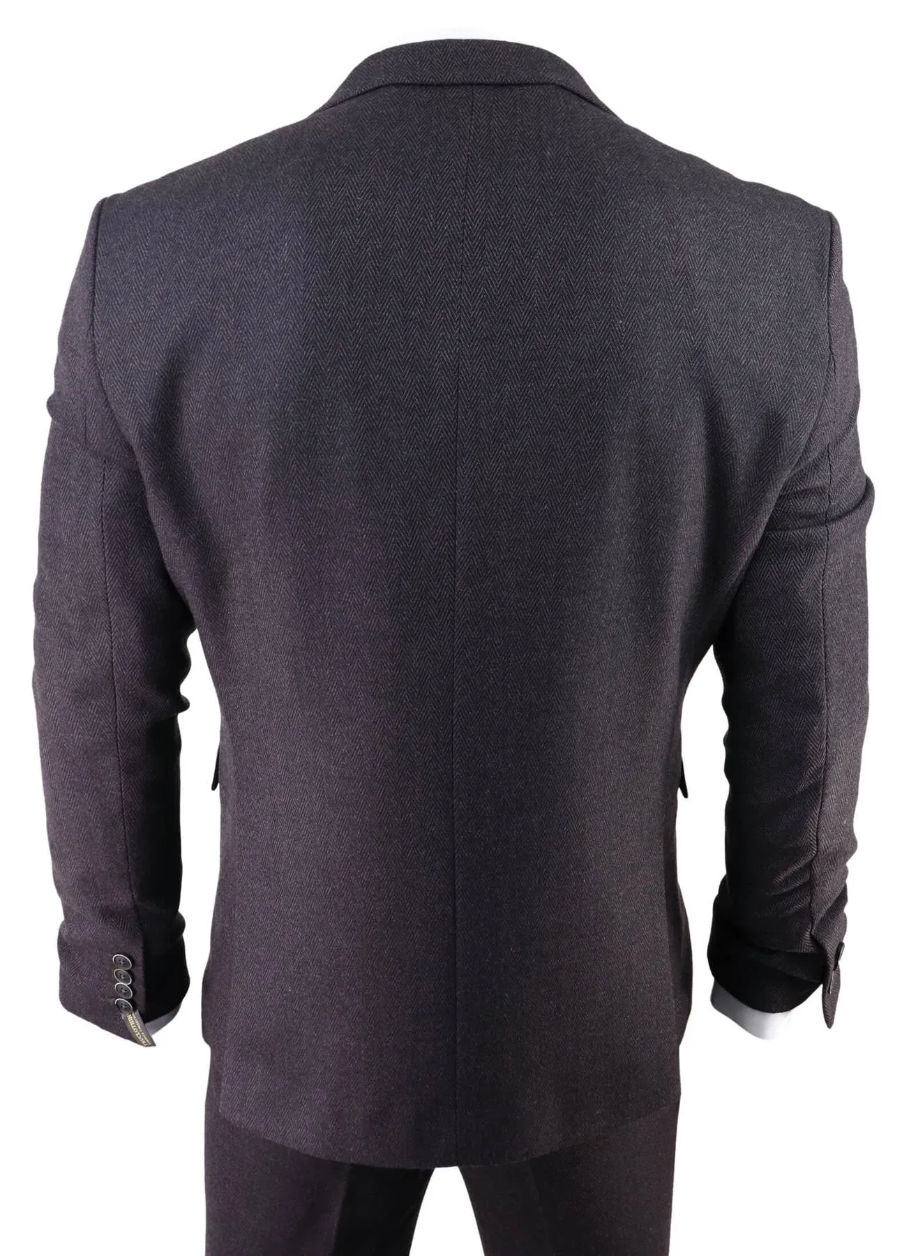 Costume Homme 3 Pièces Violet Prune en Tweed Chevron Classique Sur Mesure Style Peaky Blinders