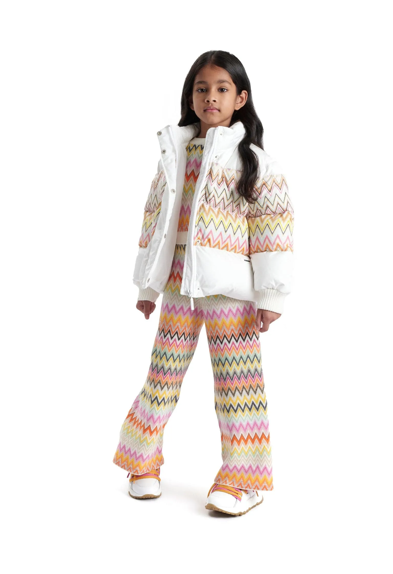 Pantalon tricoté en zigzag multicolore Missoni pour filles