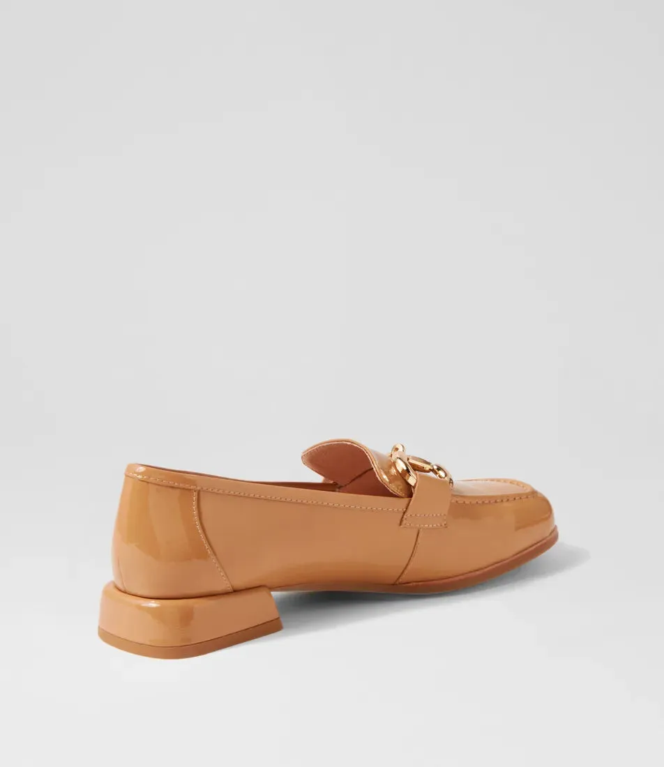 Mollini Clozer Mocassin Camel en Cuir Patiné Froissé_Mollini