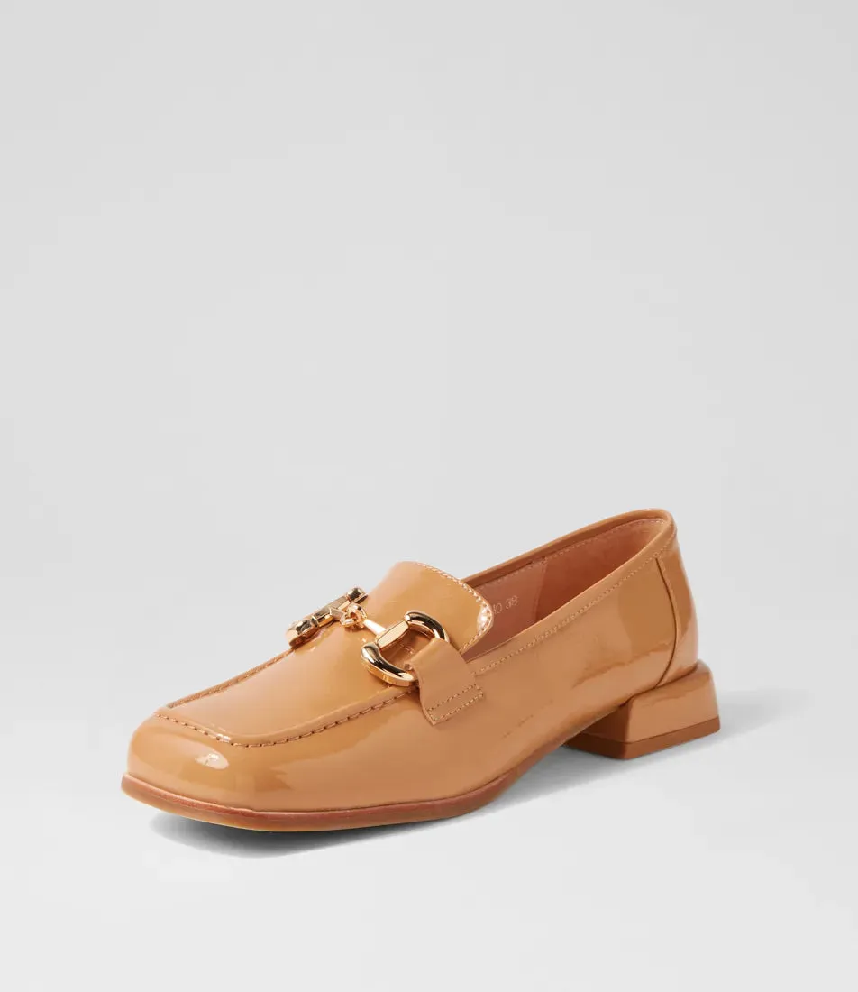 Mollini Clozer Mocassin Camel en Cuir Patiné Froissé_Mollini
