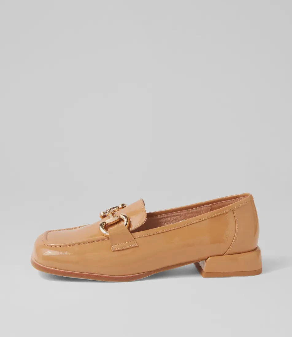 Mollini Clozer Mocassin Camel en Cuir Patiné Froissé_Mollini