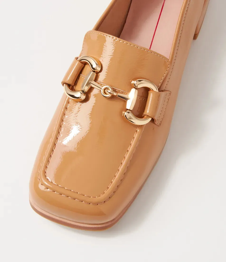 Mollini Clozer Mocassin Camel en Cuir Patiné Froissé_Mollini