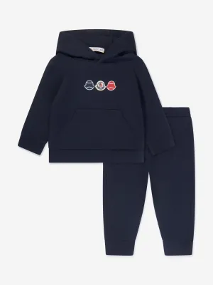 Moncler Enfant Survêtement Bébé Garçon avec Logo en Bleu Marine