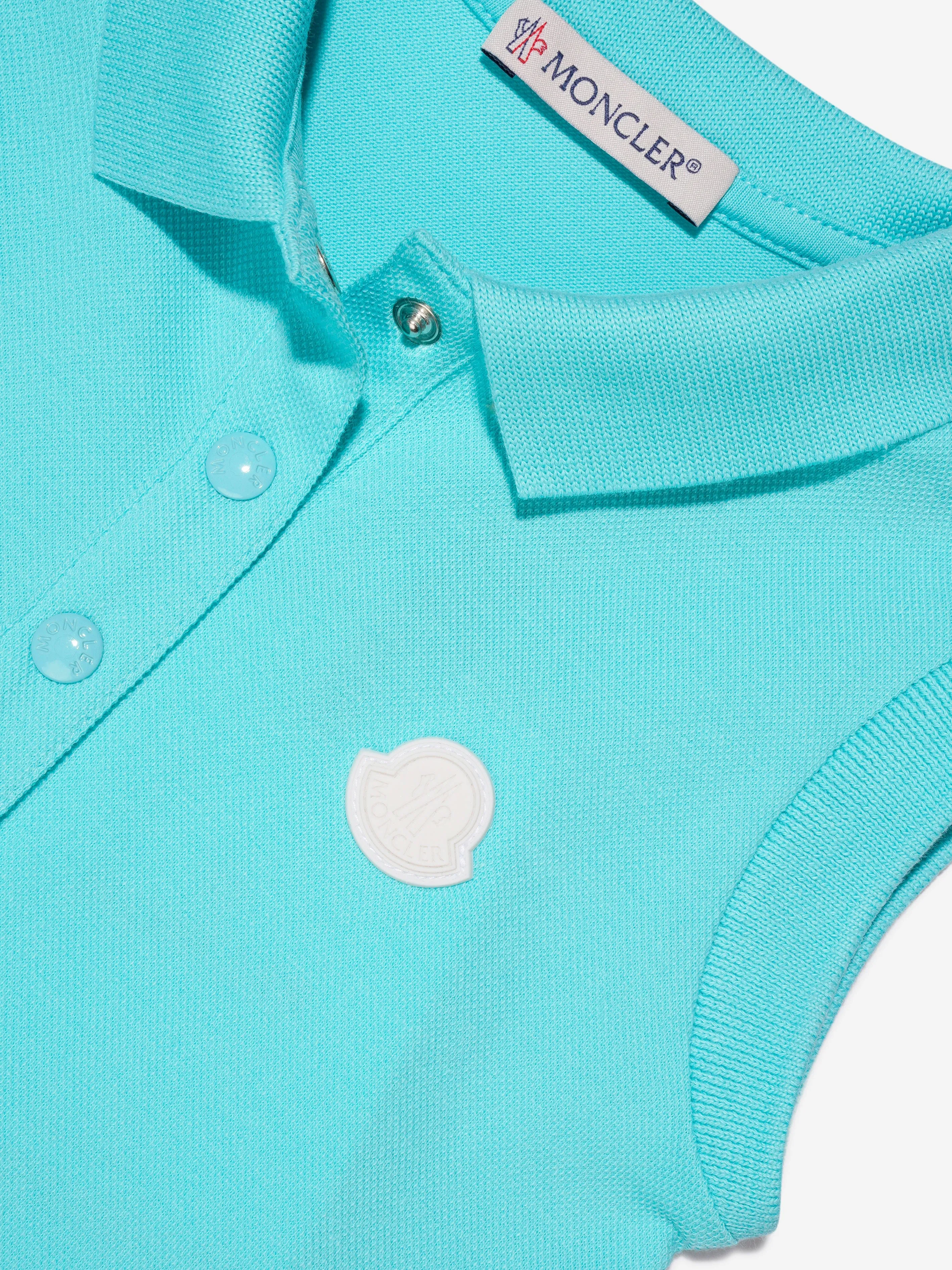 Moncler Enfant Robe Polo sans Manches pour Fille en Turquoise