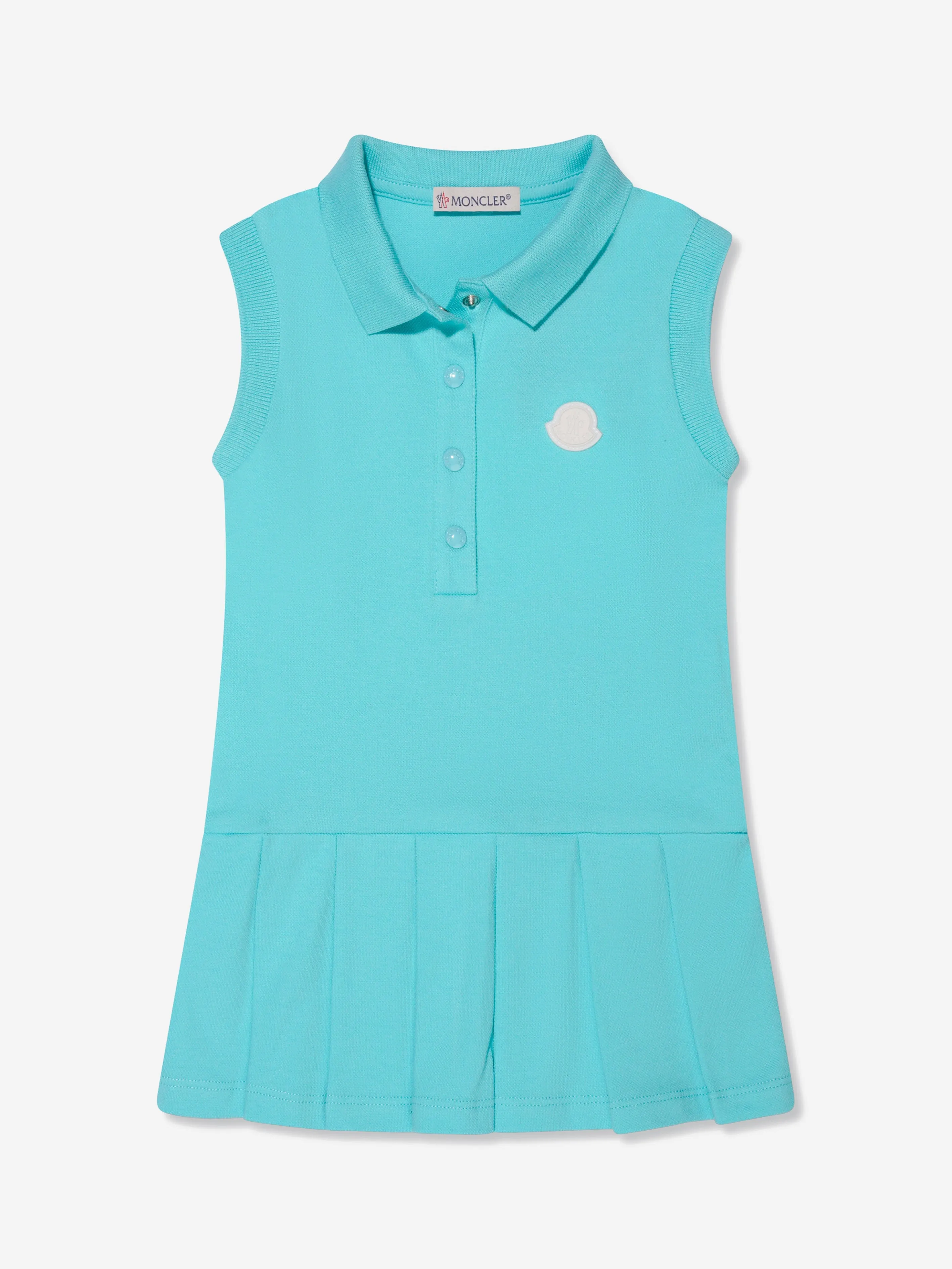 Moncler Enfant Robe Polo sans Manches pour Fille en Turquoise