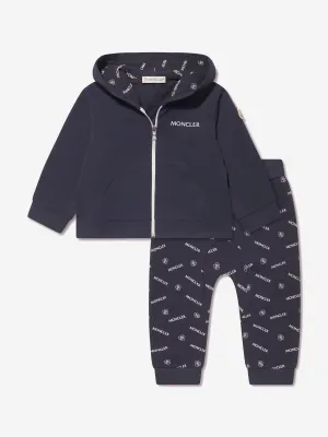 Survêtement Moncler Enfant avec Logo Bébé en Bleu Marine