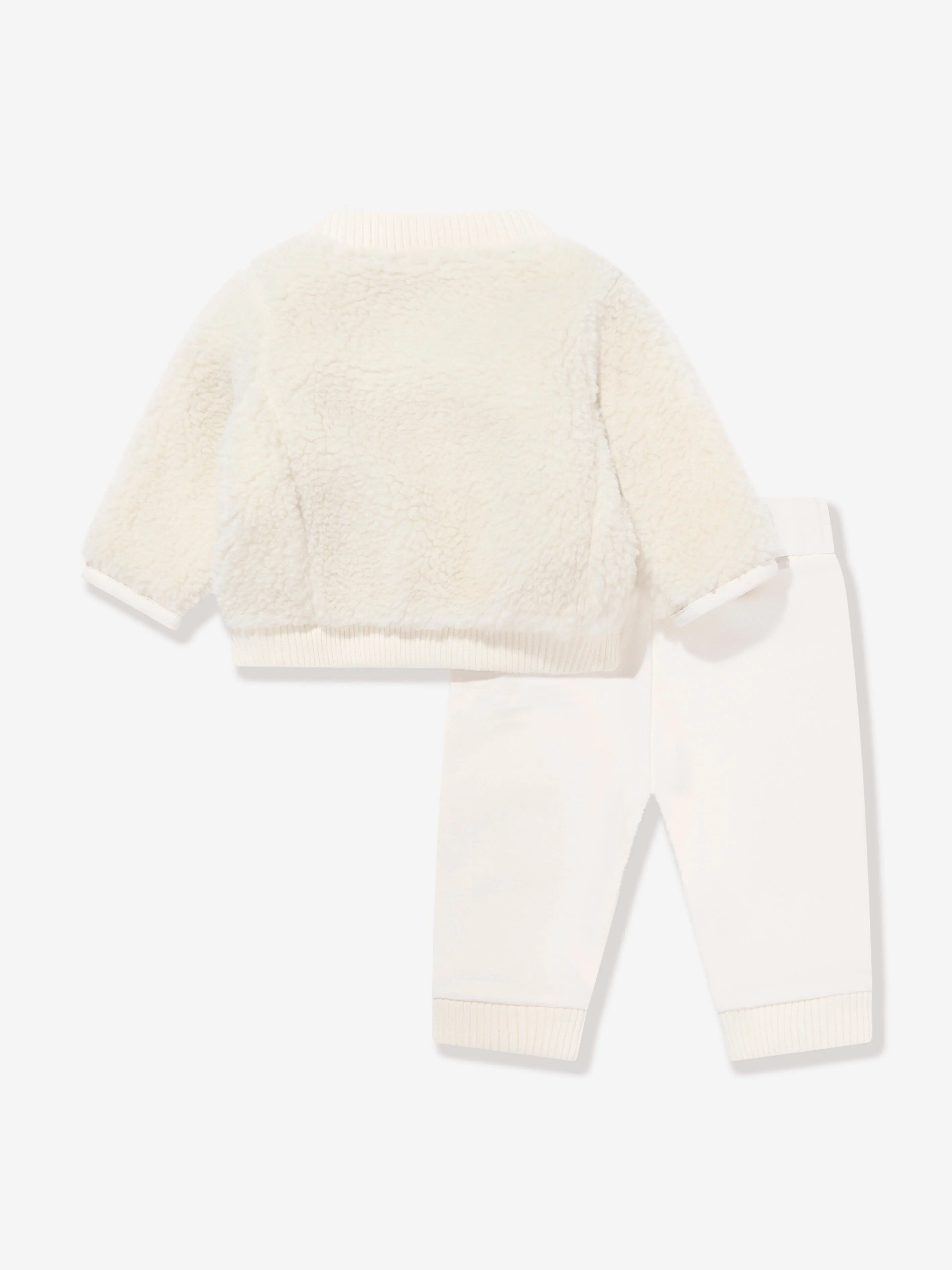 Moncler Enfant Baby Teddy Combinaison à Capuche en Polaire Ivoire