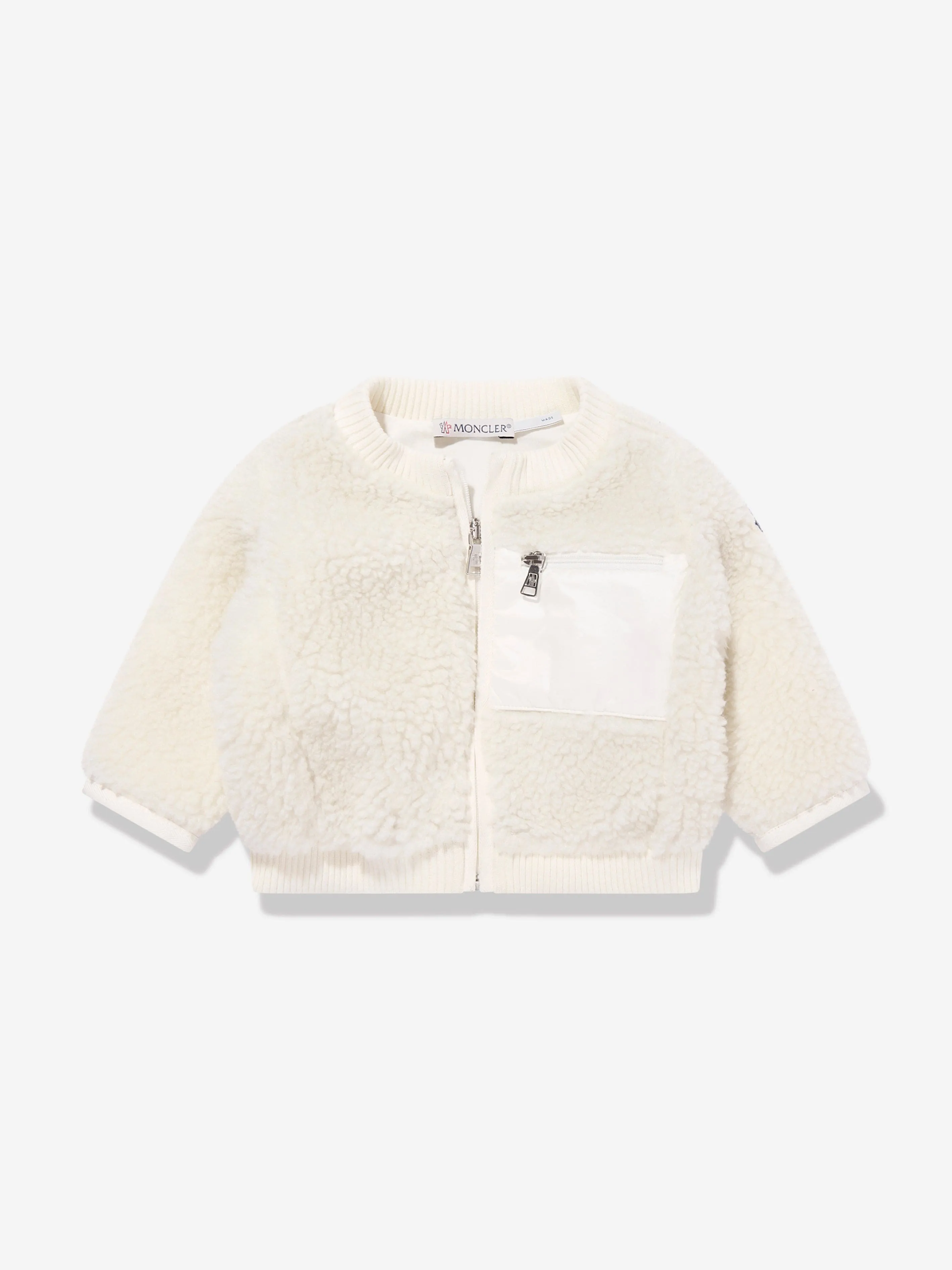 Moncler Enfant Baby Teddy Combinaison à Capuche en Polaire Ivoire