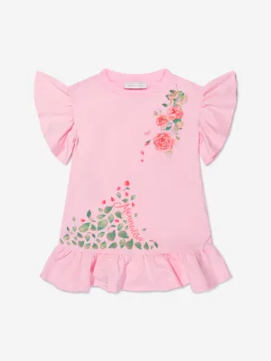 Robe pour filles Monnalisa en coton imprimé rose