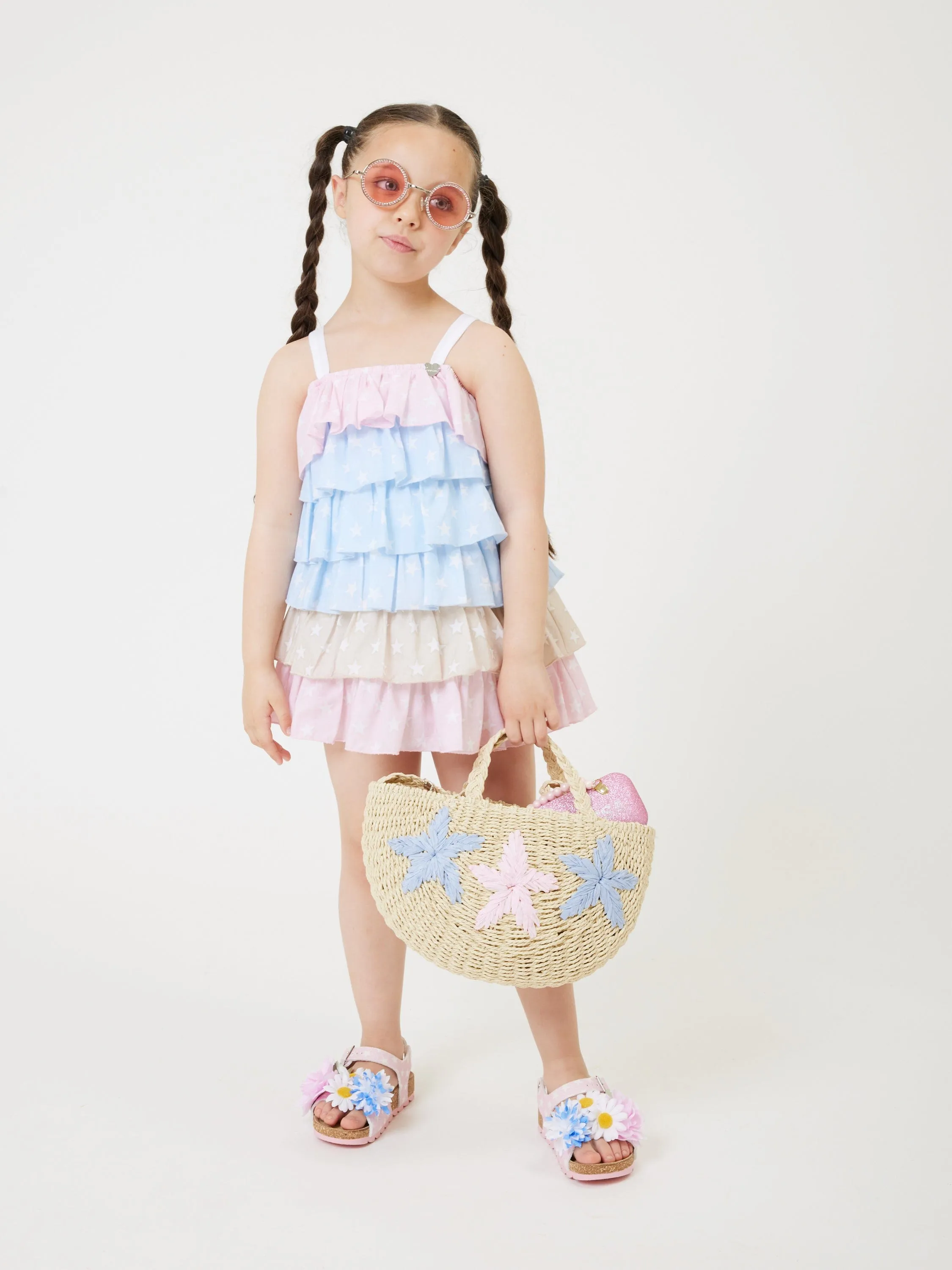Robe d'été à volants pour filles Monnalisa multicolore