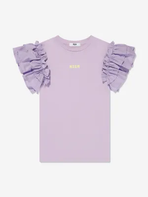 Robe T-shirt MSGM pour filles à manches volantées en lilas