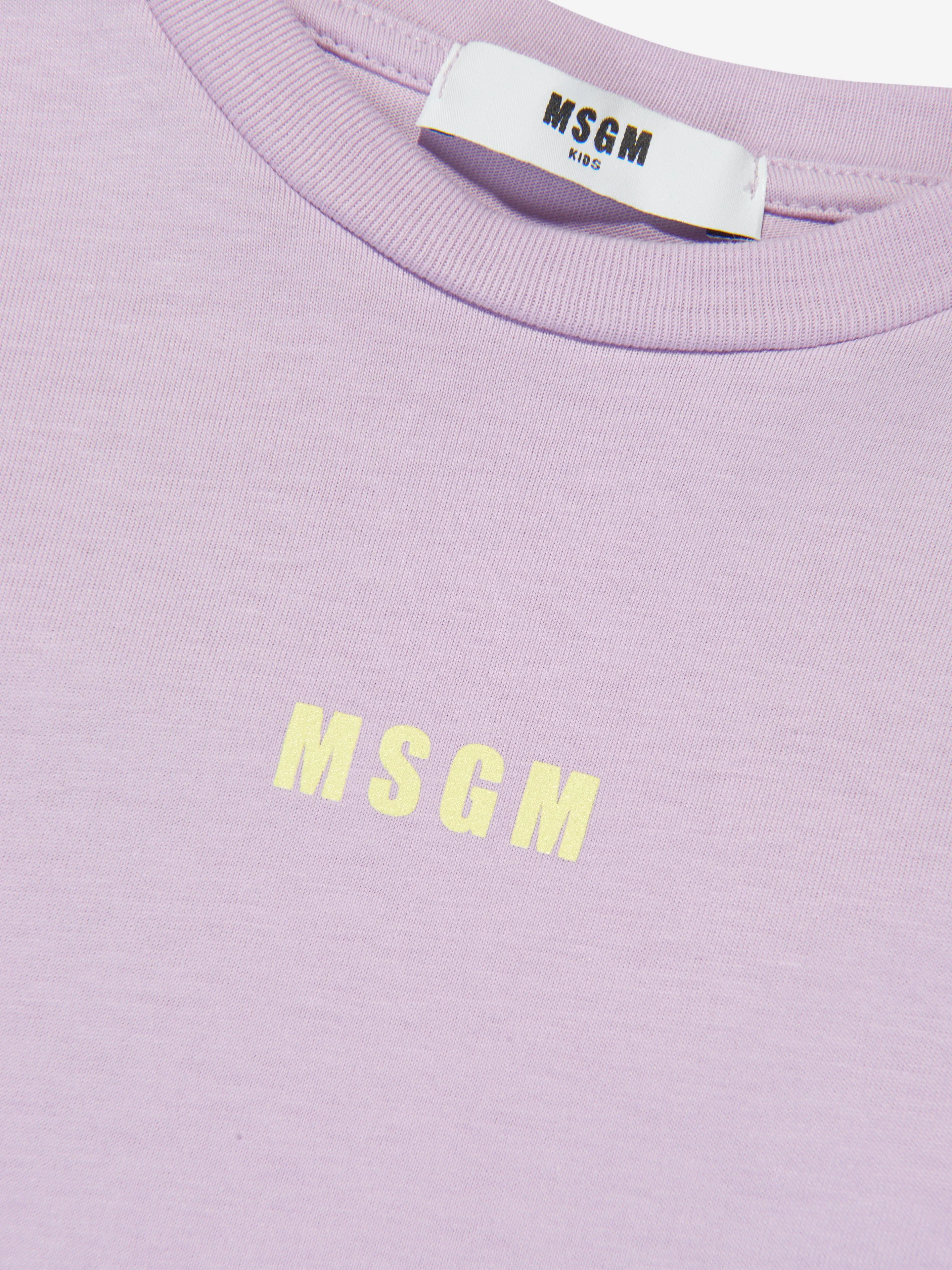 Robe T-shirt MSGM pour filles à manches volantées en lilas
