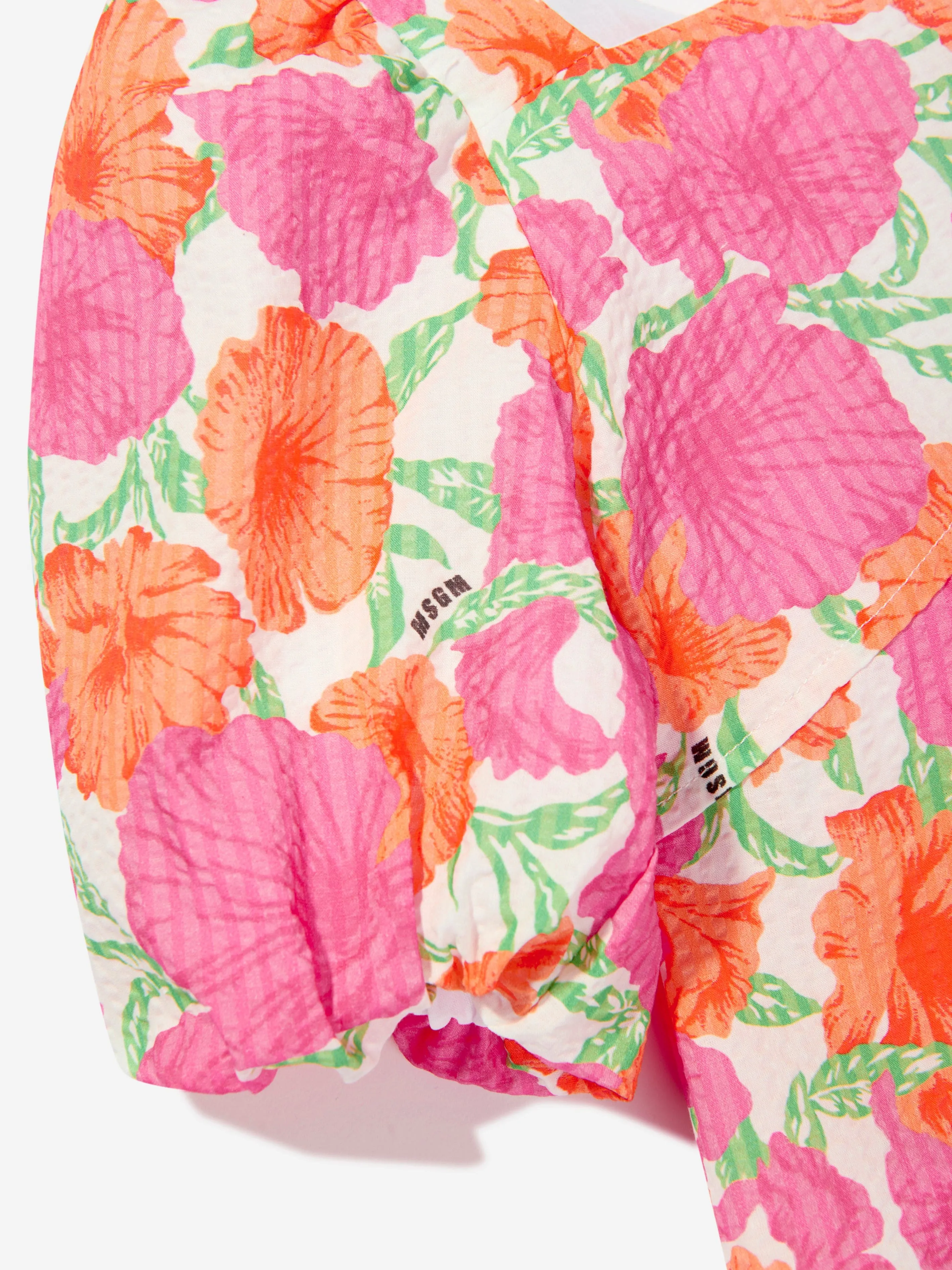 Robe en seersucker MSGM pour filles en rose