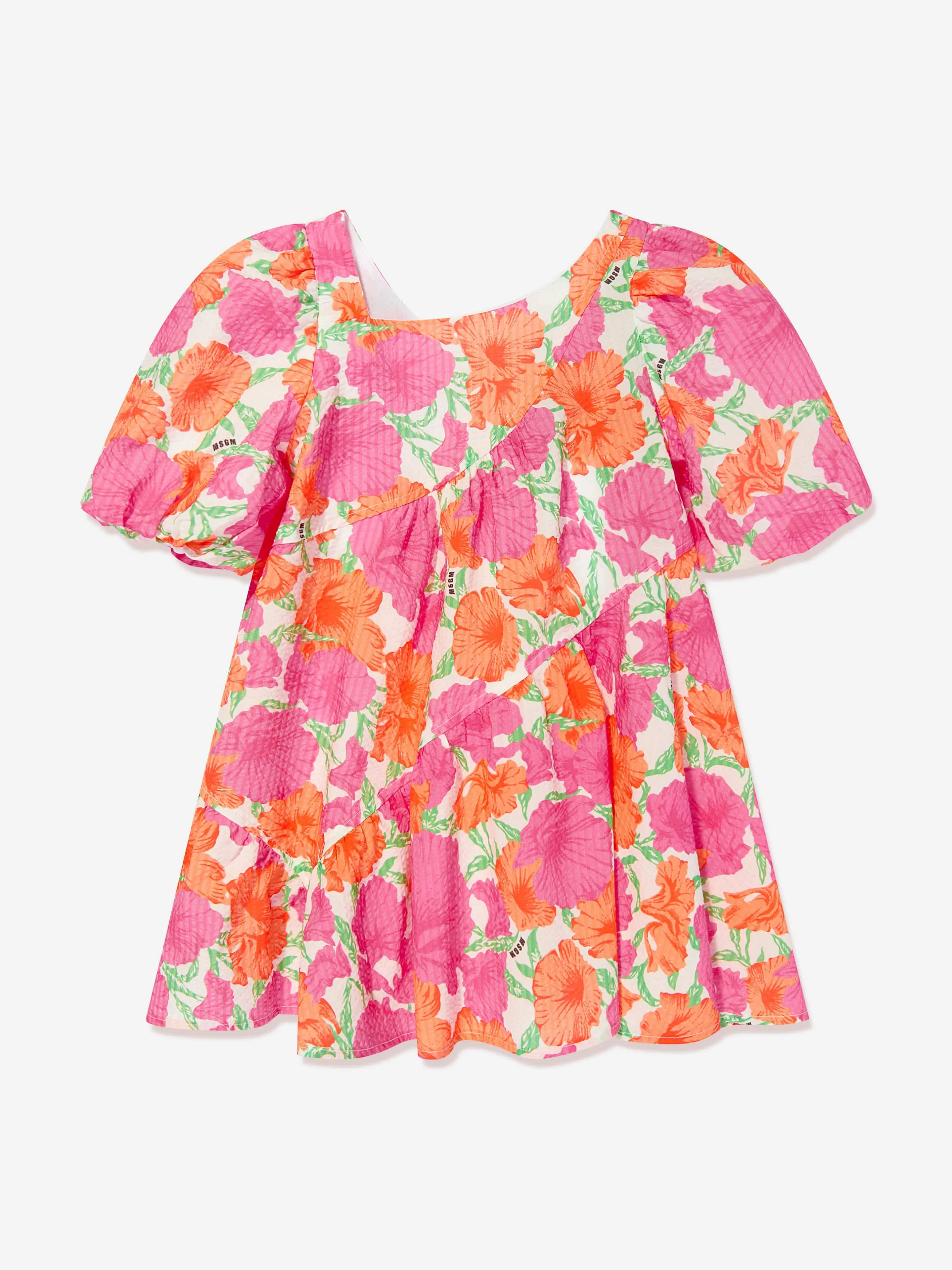 Robe en seersucker MSGM pour filles en rose