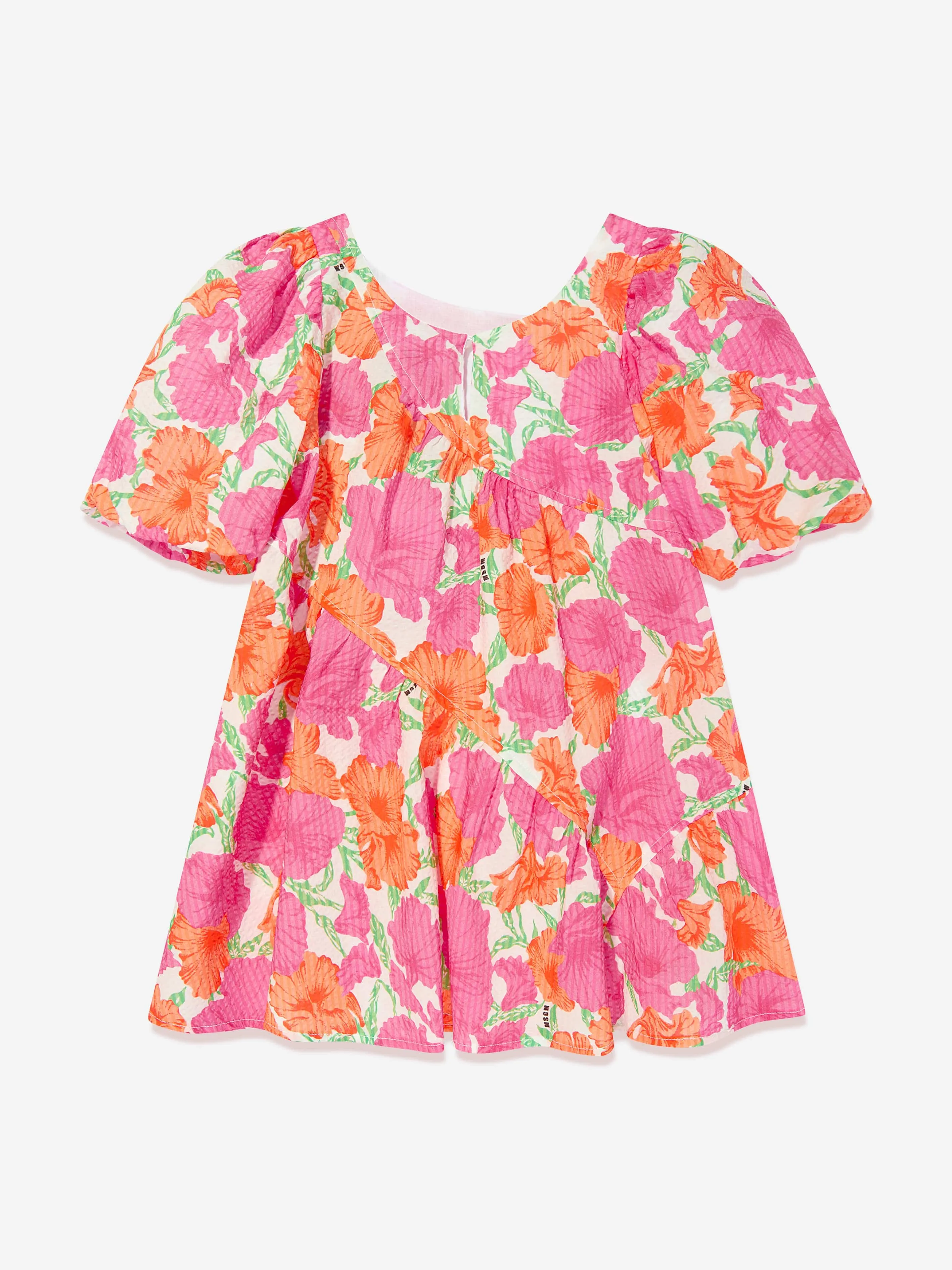 Robe en seersucker MSGM pour filles en rose