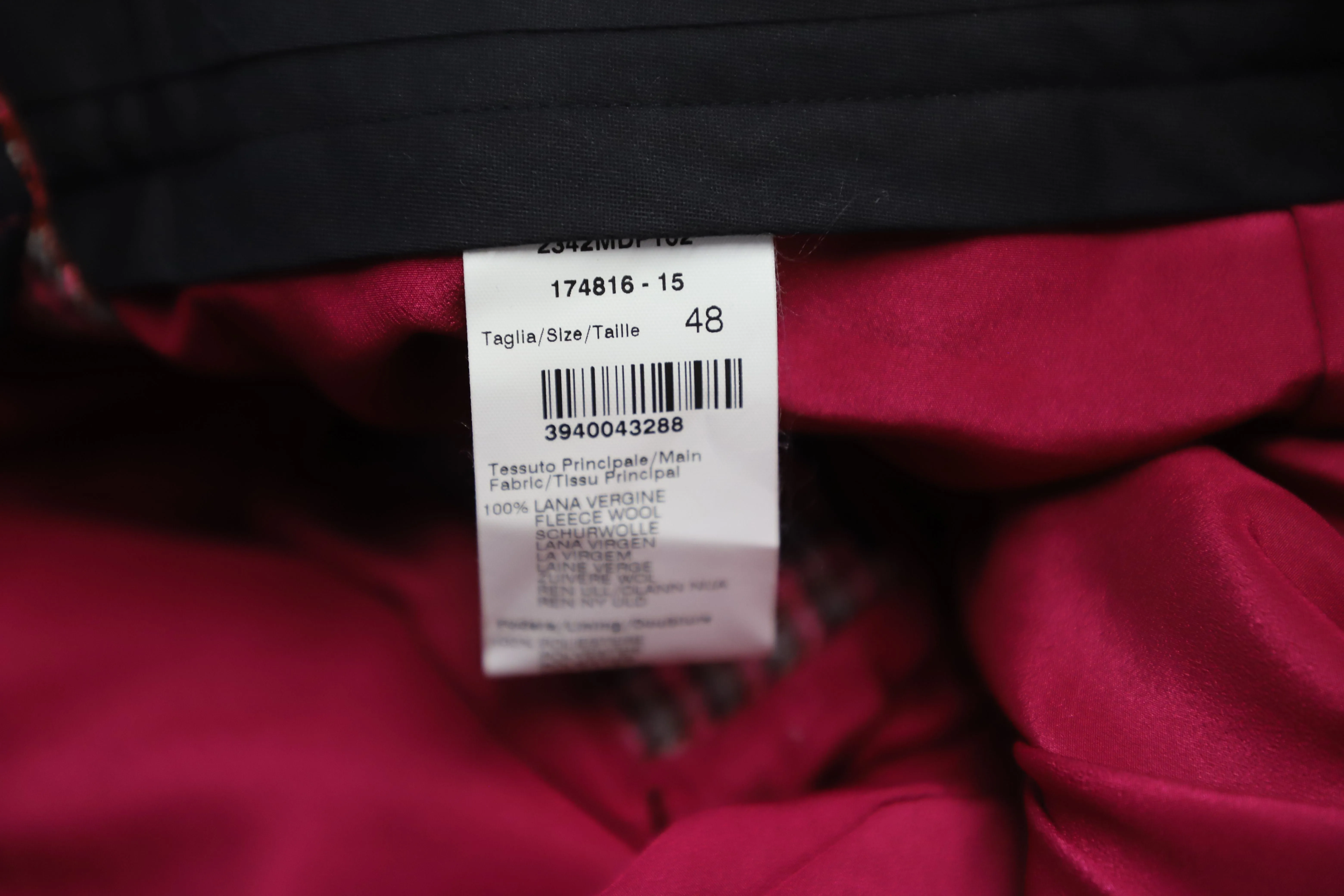 MSGM Pantalon tailleur court en laine rouge à motif pied-de-poule