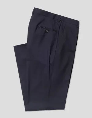 PANTALON EN LAINE À PLI SIMPLE MARINE