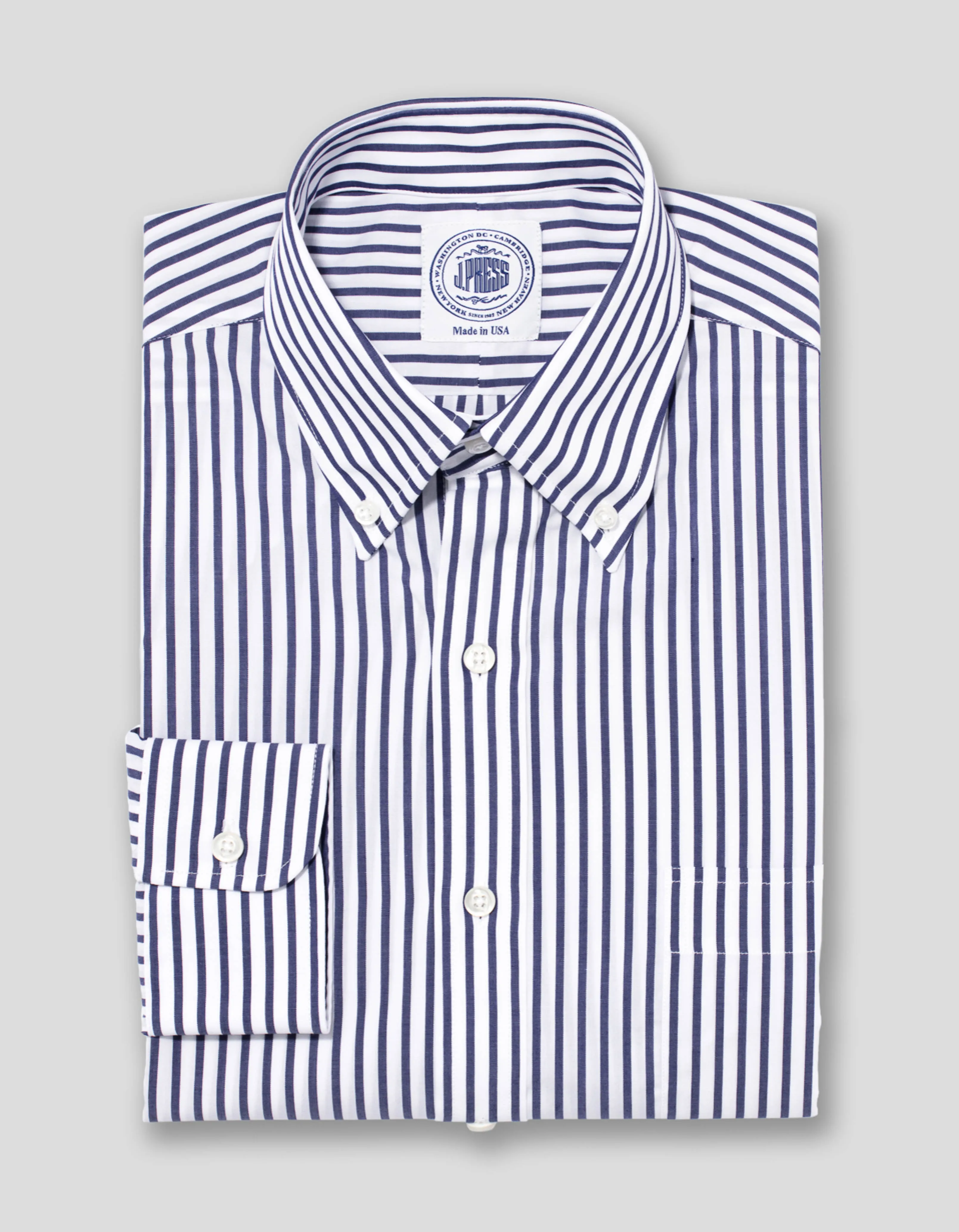 CHEMISE HABILLÉE EN BROADCLOTH RAYÉE BOUCHER BLANC MARINE
