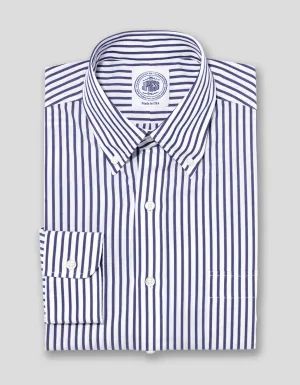 CHEMISE HABILLÉE EN BROADCLOTH RAYÉE BOUCHER BLANC MARINE
