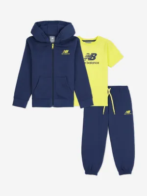 New Balance Ensemble T-Shirt et Survêtement pour Bébé Garçon en Bleu Marine