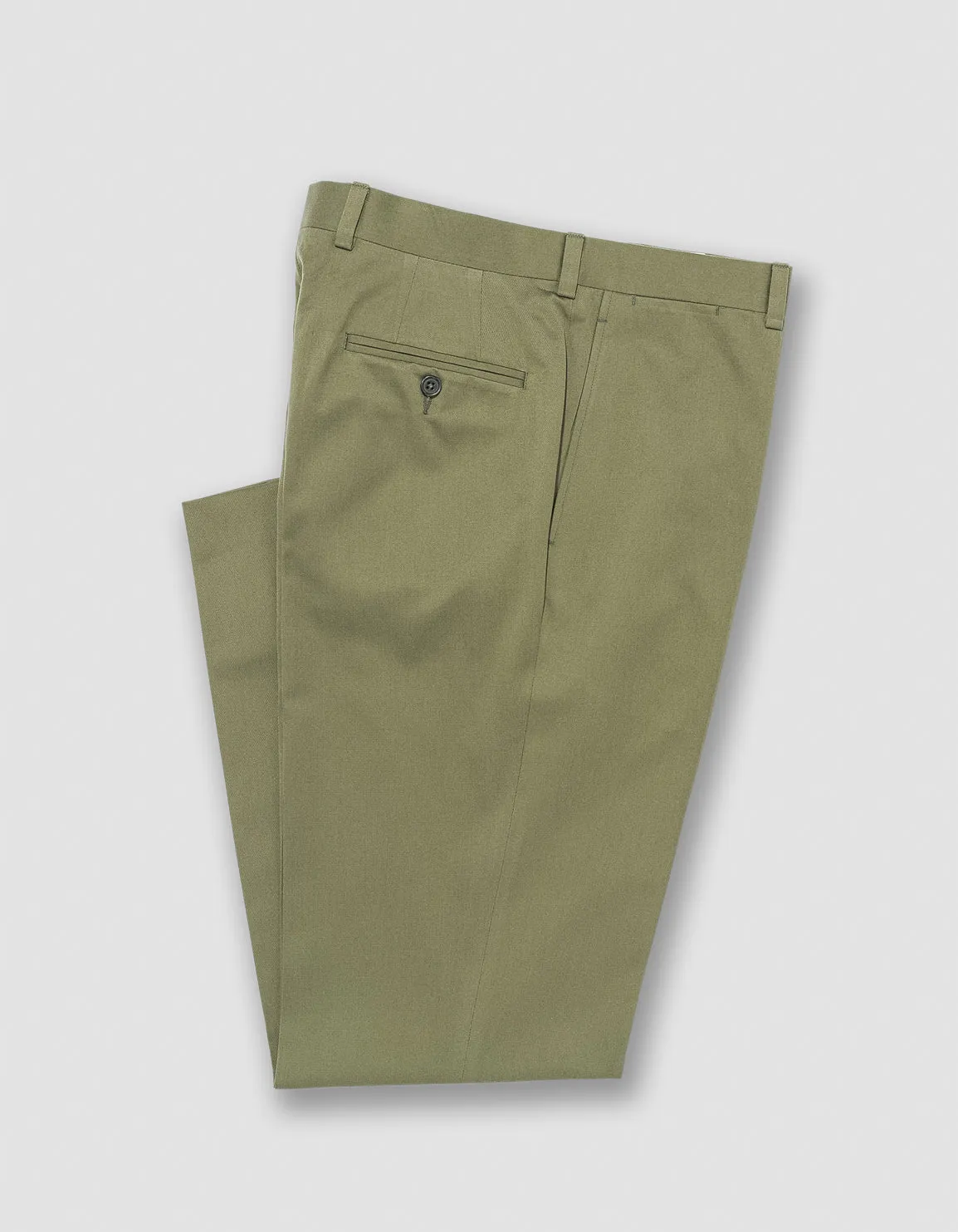 PANTALON EN TOILE DE COTON OLIVE - COUPE CLASSIQUE