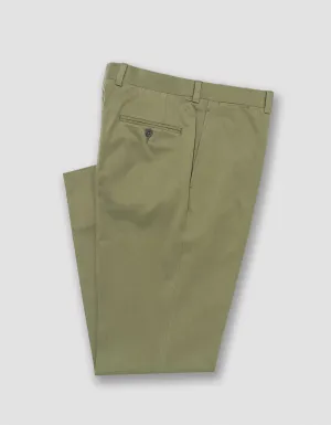 PANTALON EN TOILE DE COTON OLIVE - COUPE CLASSIQUE