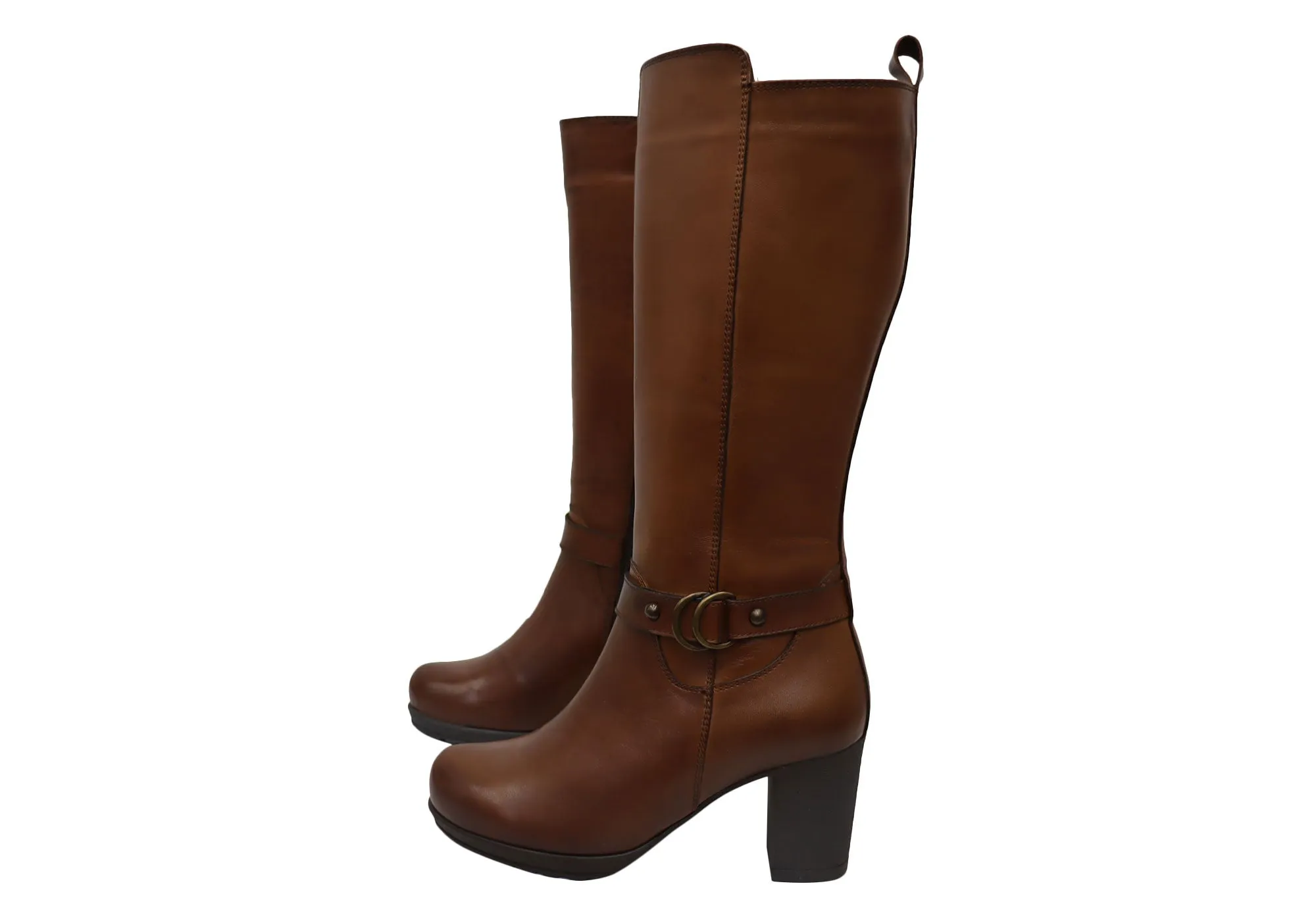 Bottes Femme Orizonte Cadby Européennes Confortables en Cuir à Mi-Mollet Chaussures Orizonte