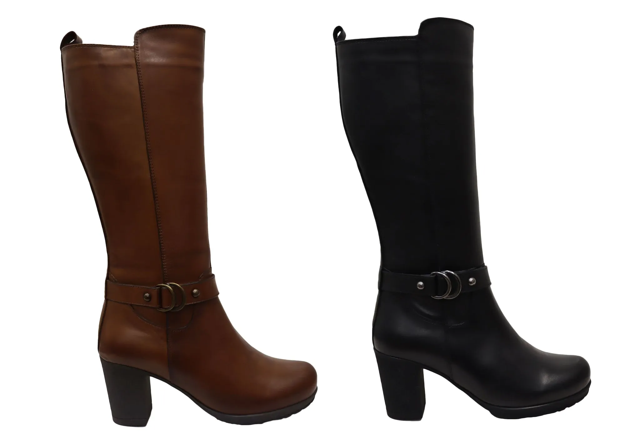 Bottes Femme Orizonte Cadby Européennes Confortables en Cuir à Mi-Mollet Chaussures Orizonte
