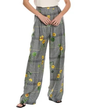 Pantalon large en soie Oscar de la Renta