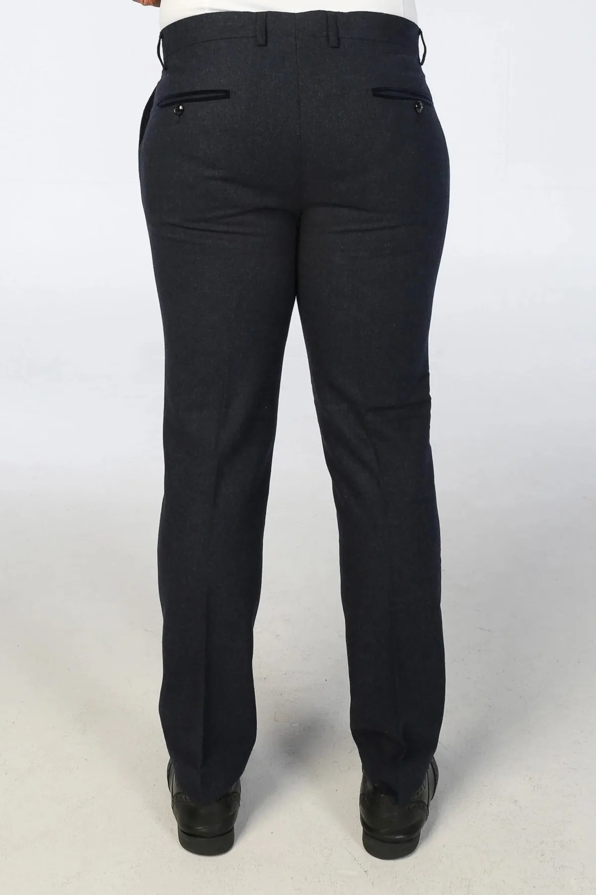 Pantalon Oscar en Laine Mélangée Tweed Décontracté Formel