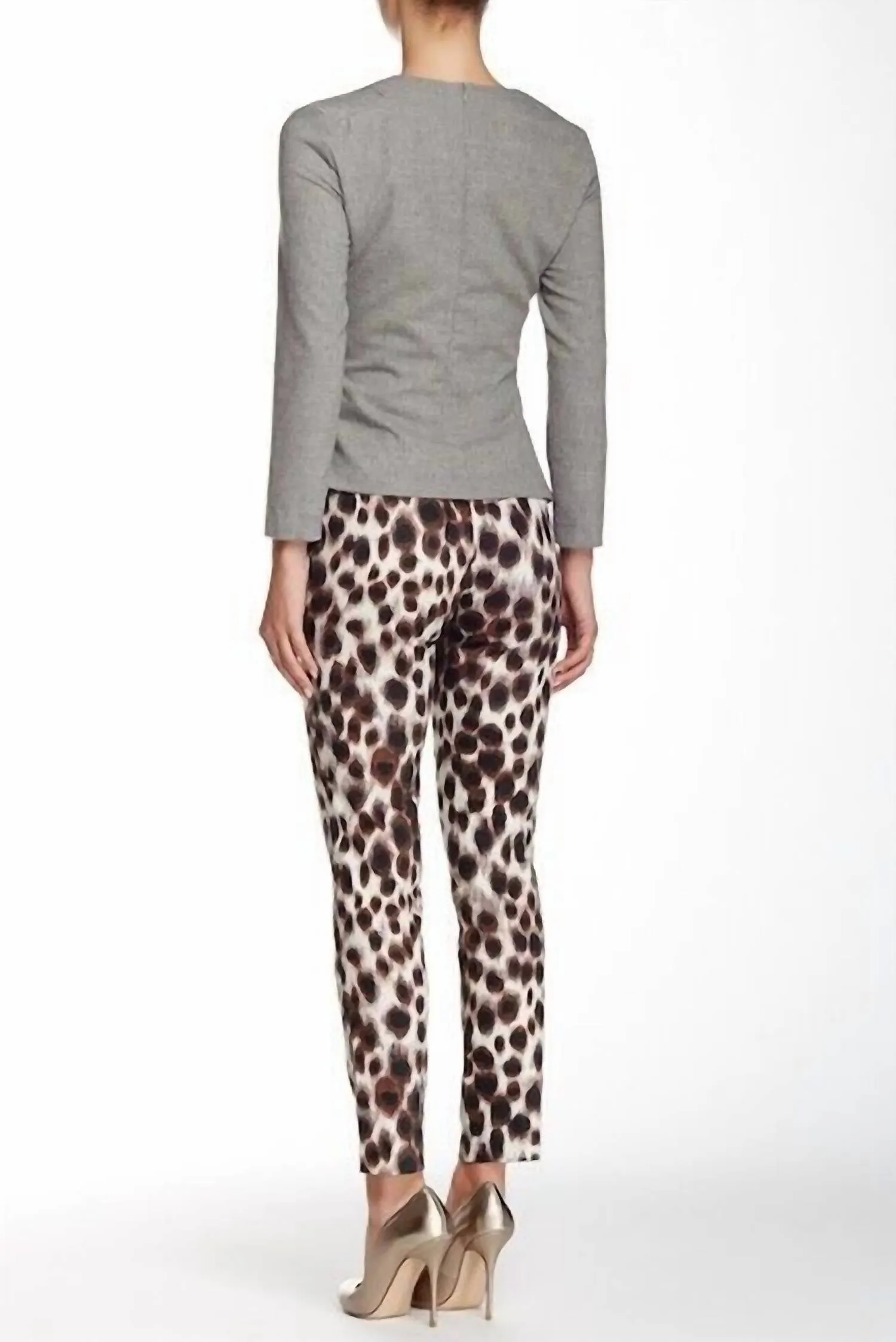 Pantalon droit à imprimé animal multicolore Pansy