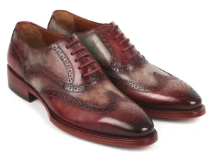 Paul Parkman Chaussures Paul Parkman Oxfords à bout effilé bicolores pour hommes avec couture Goodyear en vert et bordeaux