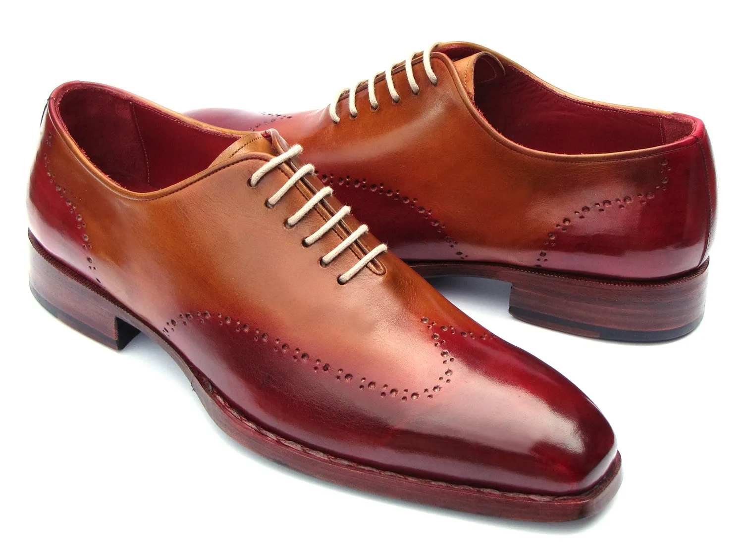 Paul Parkman Chaussures Paul Parkman Oxfords Wingtip Goodyear Welted en Bordeaux & Camel