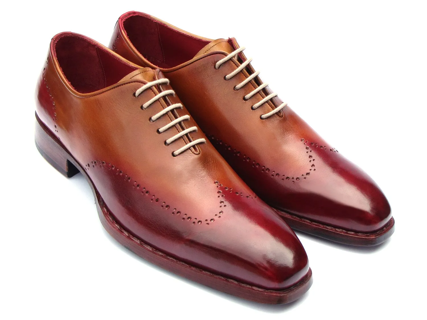 Paul Parkman Chaussures Paul Parkman Oxfords Wingtip Goodyear Welted en Bordeaux & Camel