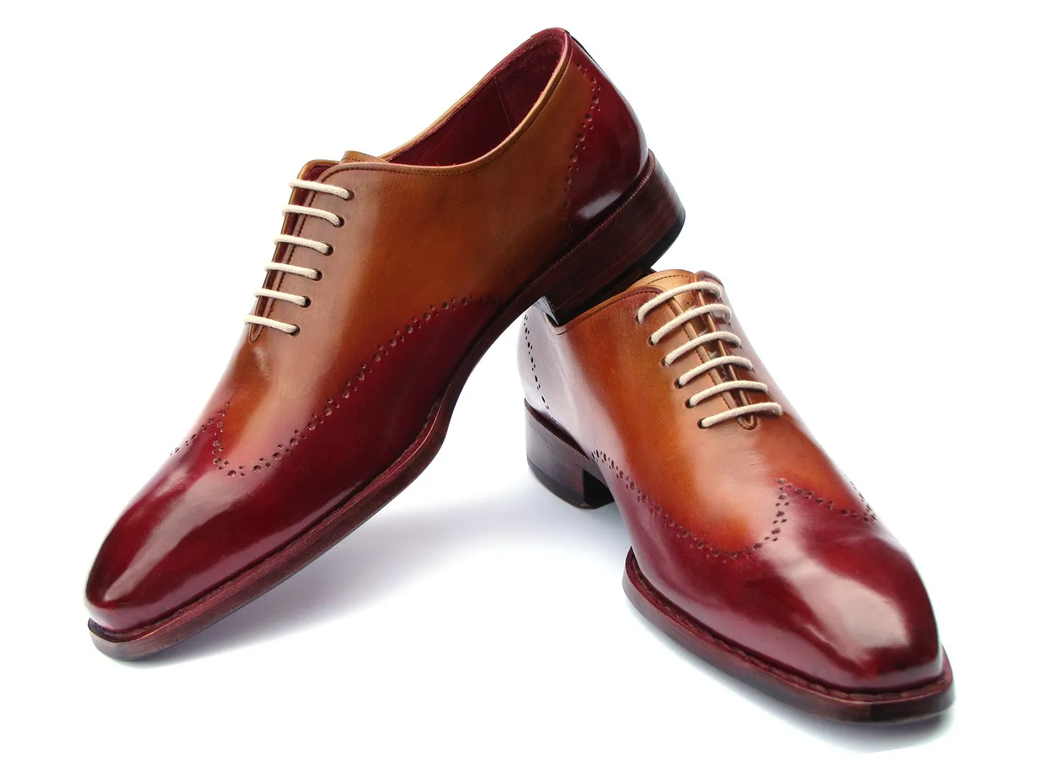 Paul Parkman Chaussures Paul Parkman Oxfords Wingtip Goodyear Welted en Bordeaux & Camel