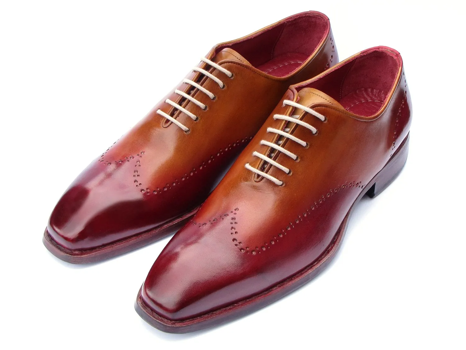 Paul Parkman Chaussures Paul Parkman Oxfords Wingtip Goodyear Welted en Bordeaux & Camel