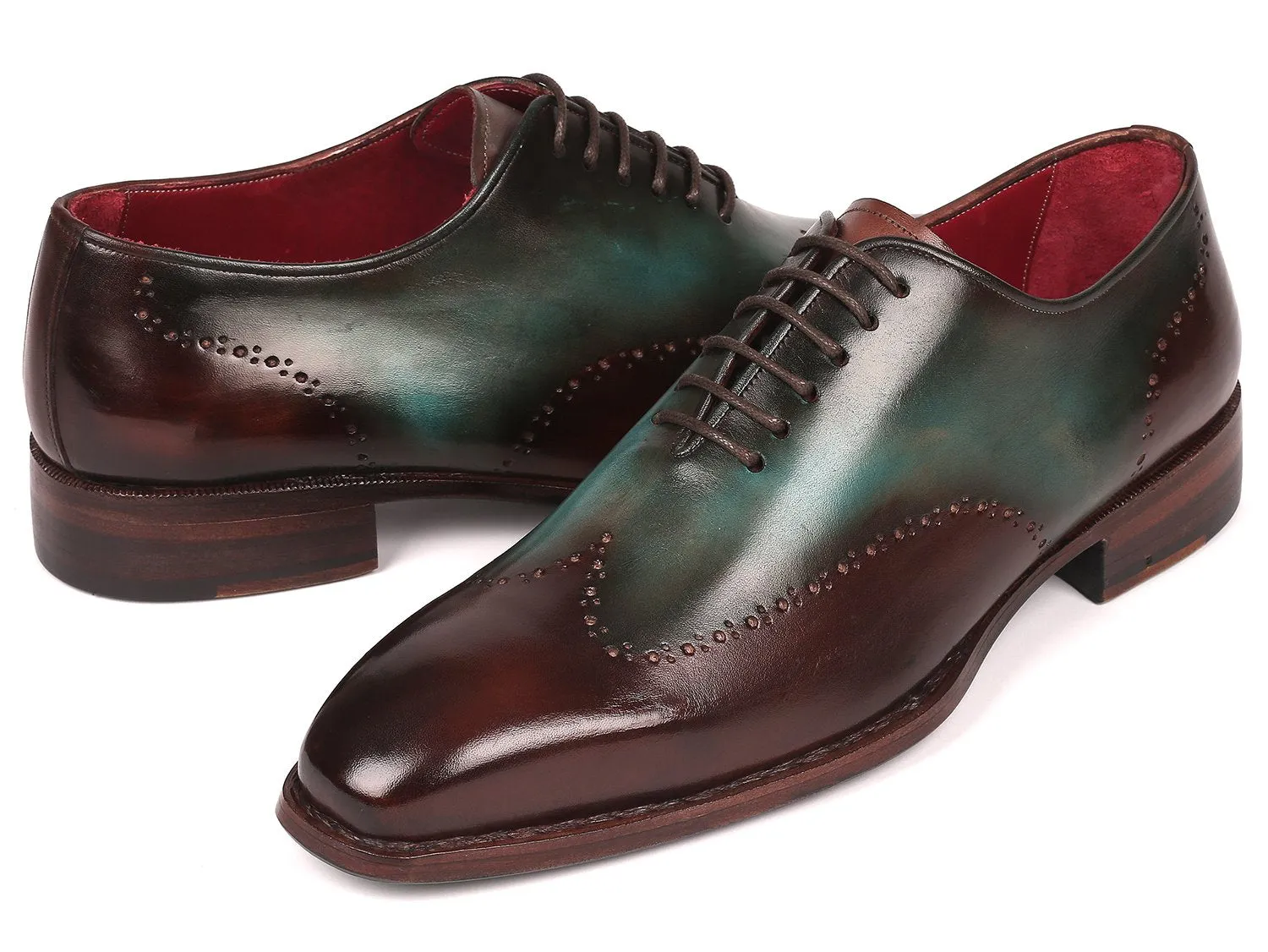 Paul Parkman Chaussures Paul Parkman Oxfords Wingtip Goodyear Welted en Marron & Turquoise