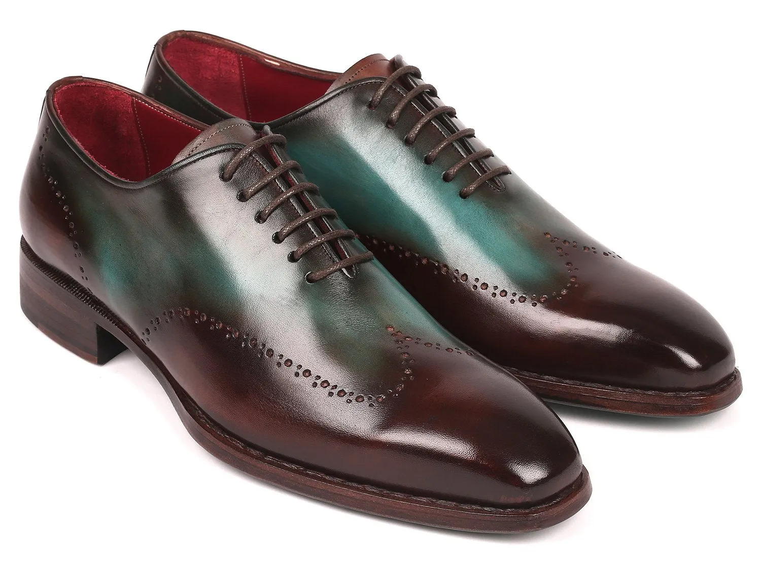Paul Parkman Chaussures Paul Parkman Oxfords Wingtip Goodyear Welted en Marron & Turquoise